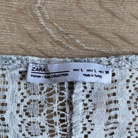 Zara long sleeve crop top silver grey ruffle large as seen on Brec Bessinger - Picture 10 of 14